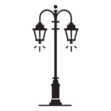 Şehir Tasarımları için Klasik Çift Lamba Posta Vektörü Silüeti