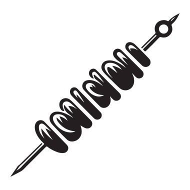 Gıda İlgili Projeler için Savory Skewer Siluet Vektör İllüstrasyonu