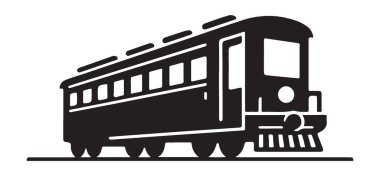 Klasik Tren Arabası Demiryolu Tarihi Projeleri için Siluet Vektörü