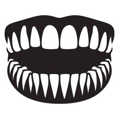 Siluet Canavarı Ağız Vektör Görüntüsü Korkunç Dişler Cadılar Bayramı