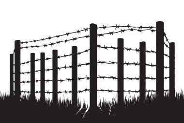 Sarmal Dikenli Tel Çit Siluetleri Koruma Resimleri Vektör Tasarımı