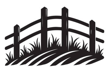 Tahta Çit Siluet Vektör İllüstrasyon Çiftlik Koruma Tasarımı