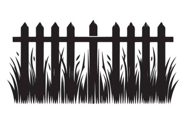 Picket Çitleri Siluet Vektör Resimli Bahçe Dekoratif Tasarımı