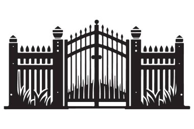 Demir Kapı Silueti Vektör İllüstrasyon Güvenlik Giriş Tasarımı