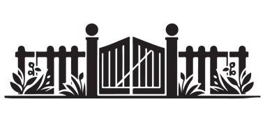 Bahçe Kapısı Silueti Vektör İllüstrasyon Dekorasyonu Giriş Tasarımı