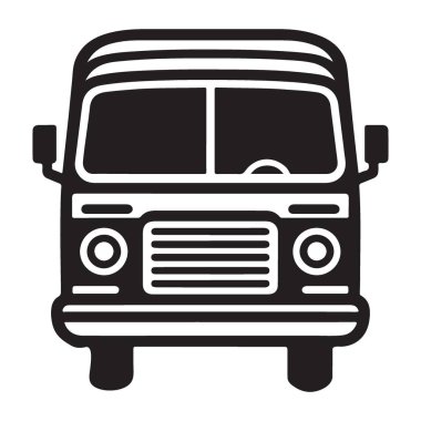 Ulaşım tasarımı için Retro van ön görünüm vektör çizimi