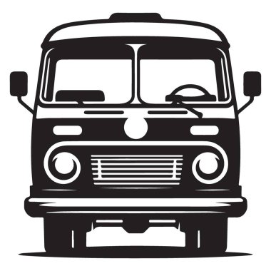 Klasik retro van siluet ön görünüm araç vektör çizimi