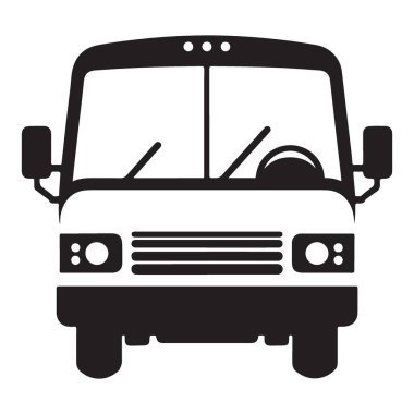 Ulaşım ve Seyahat İçin Ön Görünüm Otobüs Vektörü İllüstrasyonu