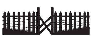 Fences Illustration ile Açık Kapının Siluet Vektör ResmiName