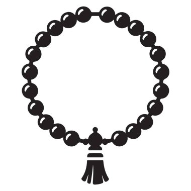 Siyah Tespih Boncukları Manevi Kavramların Vektör Tasarımı