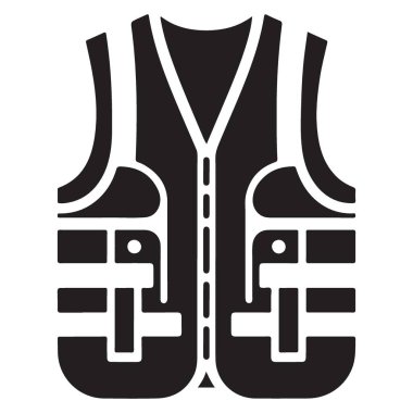 Açık Hava Faaliyetleri için Siyah ve Beyaz Taktik Yelek Simgesi Silueti