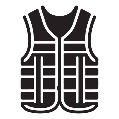 Güvenlik ve Açık Hava Hareketi Silueti için Siyah Taktik Yelek Simgesi