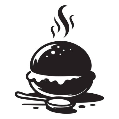 Restoran Tanıtımı İçin Lezzetli Sıcak Çorba Silüeti Vektör ResmiName