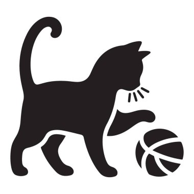 Siluet Kedi Top Vektörü Resimleriyle Oynuyor