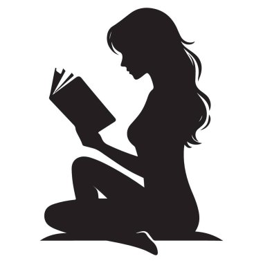 Açık havada kitap okuyan bir kadının silueti.