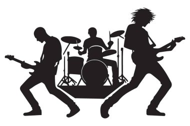 Grup silueti müzik performans vektör dosyası indirilebilir tasarım