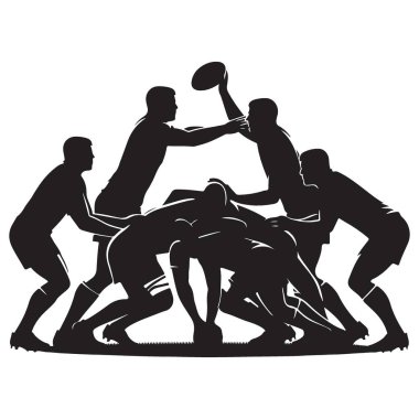 Topla Dramatik Rugby Eylemi Siluet Vektör Sanatı