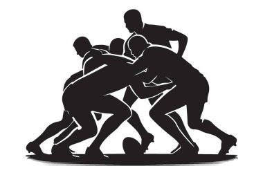 Spor Grafikleri için Rugby Scrum Siluet Vektör ResmiName