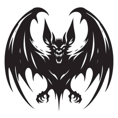 Pençeli Korkunç Yarasa Silueti Cadılar Bayramı Vektör Sanatı