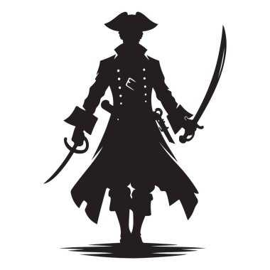 Serseri Korsan Silueti Çizimi Açık Denizler Macerasına Hazır