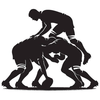Rugby Scrum Siluet Görüntü Yüksek Yoğunluklu Spor Oyunu