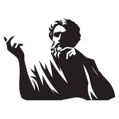 Entelektüel Filozof Heykeli İllüstrasyon Bilgelik ve Bilgeliği Temsil Ediyor