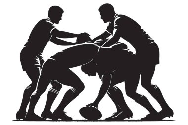 Dynamic Rugby Scrum Scrum Siluet Görüntü Gösterimi Takım Çalışması ve Güç