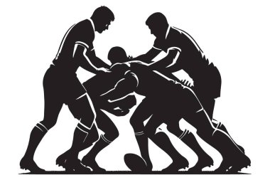 Yoğun Rugby Takımı Silueti Takımın Çabasını ve Gücünü Gösteriyor