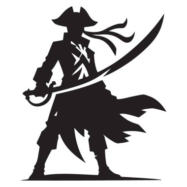 Yaratıcı Tasarımlar İçin Kılıçlı Dinamik Korsan Silüeti Çizimi