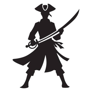 Korsan Silueti Macera ve Hazine Çizimi Tasarımı İçin Hazır
