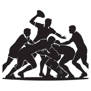 Rugby Scrum Siluet Çizimi Spor Takımı Ticari Malı Tasarımı İçin Mükemmel