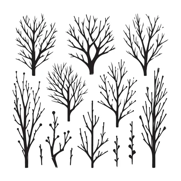 Tasarım Projeleri için Kara Ağaç Dalları Siluet Vektör Grafiği