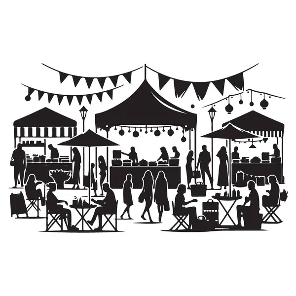 İnsan ve Çadırlarla Dolu Açık Pazar Silueti ResimleriName