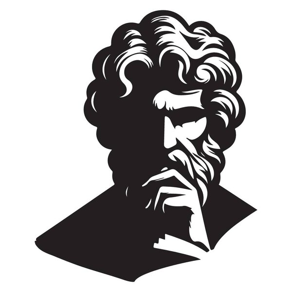 Intriguing Philosophical Silhouette Illustration Depicting Thought and Reflection