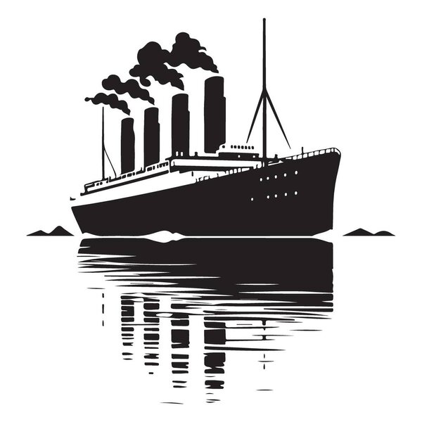 Titanic Steaming Ahead Silhouette Vector Vintage Ship Illustration