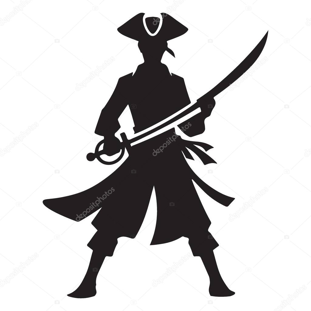 Pirate Silhouette Ready for Adventure and Treasure Illustration Design