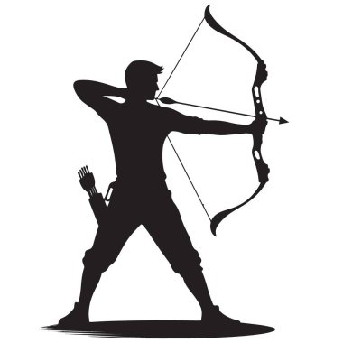 Okçuluk Silueti Vektör İllüstrasyonu Spor Etkinlikleri Tasarımı İçin Harika