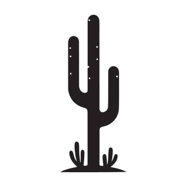 Çöl Temaları için Basit Saguaro Kaktüsü Siluet Vektör İllüstrasyonu