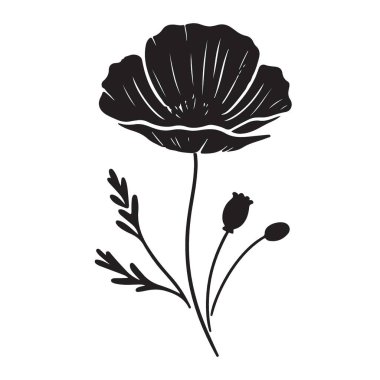 Yaratıcı Tasarım Projeleri için Zarif Gelincik Çiçeği Silüeti ResmiComment