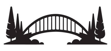 Sahne Tasarımı için Ağaçlar Çizimi ile Büyüleyici Siluet Köprüsü