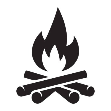 Kamp Ateşi Siluet Vektör Resimleri Kamp Maceraları için Şenlik Ateşi Simgesi