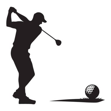 Golf oyuncusu Silueti Spor ve Eğlence için Çizim Tasarımı