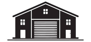 Garaj Binası Siluet Vektör Tasarımı Depolama ve İşletme