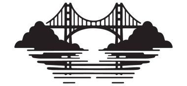 Arkaplan ve Sanat İçin Su Resimleri Üzerine Köprü Silueti