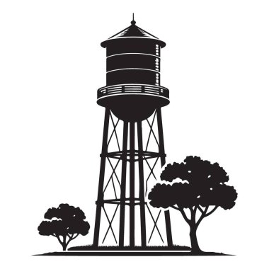 Kent manzarası için su kulesi çizimi