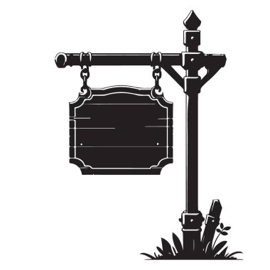 Siluet Tahta Tabela Vektör Resimleri Eski Askıda Asılı Tahta Boşluğu