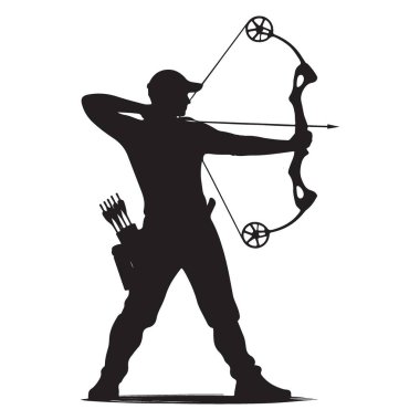 Archer Siluet Vektör İllüstrasyon Yay ve Ok Spor Oyun Tasarımı