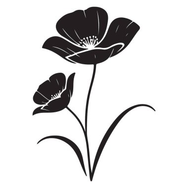 Siluet Poppy Çiçek Vektörü İllüstrasyon Çiçek Çiçeği Tasarımı