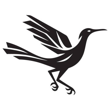 Roadrunner vektör çizimi kuş silueti güneybatı çöl yaban hayatı