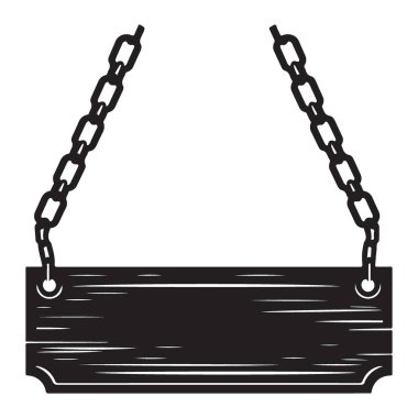 Rustik Tasarım için Asılı Ahşap İşaret Silueti Vektör İllüstrasyonu